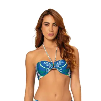 ONDA DE MAR - Top de vestido de baño Cloe strapless con estampado