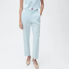 MANGO - Pantalón Recto Mujer Tiro alto