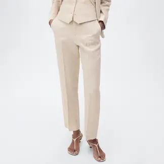 MANGO - Pantalón Recto Mujer Tiro alto