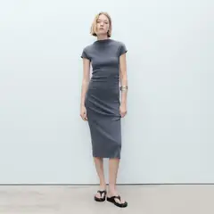 MANGO - Vestido Mujer Medio de Algodón