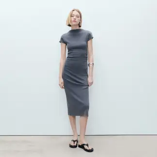 MANGO - Vestido Mujer Medio de Algodón