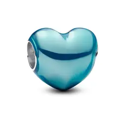 PANDORA - Charm Corazón Metálico Azul Cielo Plata Esterlina