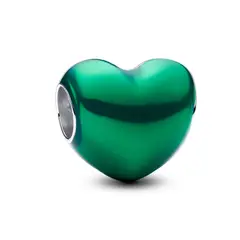 PANDORA - Charm Corazón Metálico Verde Plata Esterlina