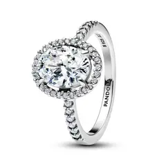 PANDORA - Anillo Halo Ovalado Brillante Plata Esterlina