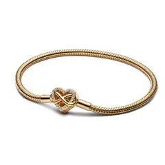 PANDORA - Brazalete Cierre de Corazón Infinito Brillante Recubrimiento en Oro