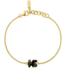 TOUS - Pulsera cadena con baño de oro 18 kt sobre plata y motivo oso en ónix Icon Color
