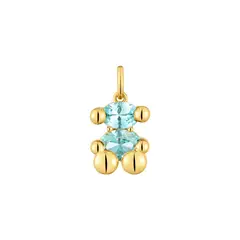 TOUS - Dije pequeño motivo oso con baño de oro 18 kt sobre plata y zafiro azul creado en laboratorio Color Bear LGG