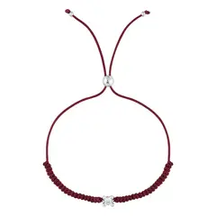 TOUS - Pulsera de platino con diamante creado en laboratorio y nylon burdeos Shine LGD