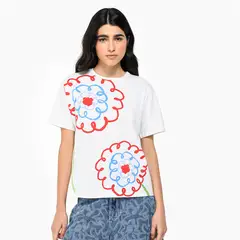 SIXXTA X SYBILLA - Camiseta Mujer con Estampado Manga corta de Algodón