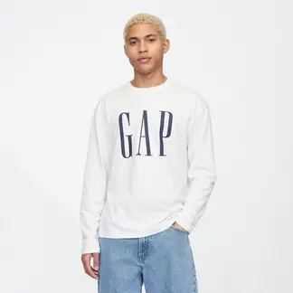 GAP - Camiseta Hombre Manga larga con Logo de Algodón