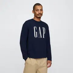 GAP - Camiseta Hombre Manga larga con Logo de Algodón