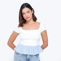 BASEMENT - Top Mujer Manga corta de Algodón