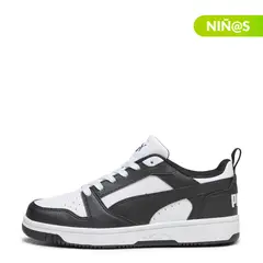 PUMA - Tenis moda Rebound V6 Lo Jr Niño Blanco
