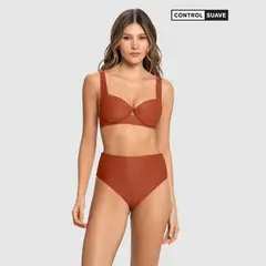LEONISA - Vestido de baño Conjunto de Bikini en textura acanalada con panty tiro alto y top con arcos