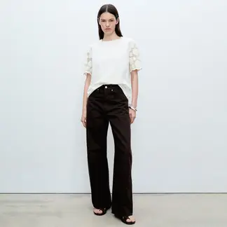 MANGO - Camiseta Mujer con Bordado Manga corta de Algodón