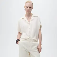 MANGO - Camisa Mujer Manga corta de Satín
