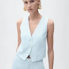 MANGO - Chaleco Mujer de Lino