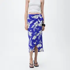 MANGO - Falda Midi Mujer con Estampado