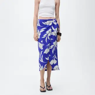 MANGO - Falda Midi Mujer con Estampado
