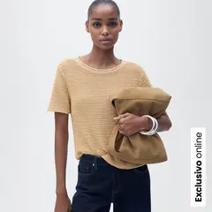 MANGO - Saco Mujer Tejido de Algodón