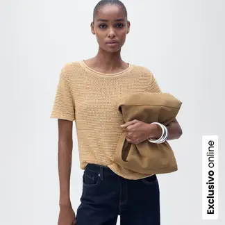MANGO - Saco Mujer Tejido de Algodón