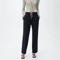 MANGO - Pantalón Recto Mujer Tiro alto