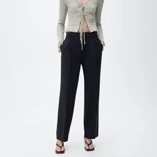 MANGO - Pantalón Recto Mujer Tiro alto