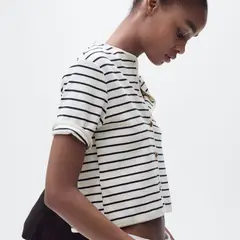 MANGO - Cardigan Mujer de Rayas de Algodón