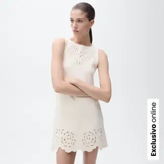 MANGO - Vestido Mujer Corto con Ojalillo