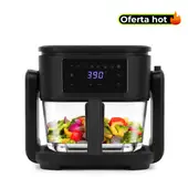 HOLSTEIN - Freidora de aire con Cesta de Vidrio 5.2 lt incluye Grill Cerámico HP-09207001B