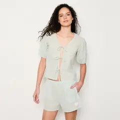 ETAM - Camisa de dormir para Mujer Manga corta Cuadros de Algodón