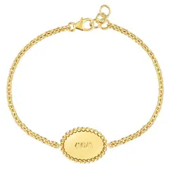 TOUS - Pulsera cadena con baño de oro 18 kt sobre plata placa Mom