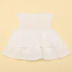 ELV - Falda Niña con Ojalillo Cintura elásticada Algodón