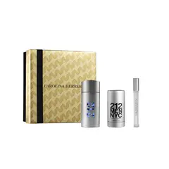 CAROLINA HERRERA - Set de Perfume Hombre Perfume 212 men NYC EDT 100 ml + Desodorante 75 ml + Travel size 10ml