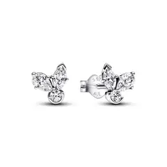 PANDORA - Aretes de Botón Herbario Brillante Plata Esterlina