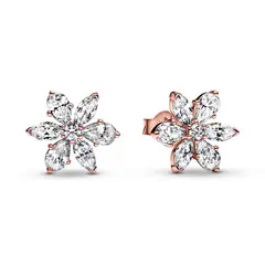 PANDORA - Aretes de Botón Herbario Brillante Recubrimiento en Oro Rosa
