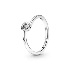 PANDORA - Anillo Corazón Solitario Inclinado Plata Esterlina