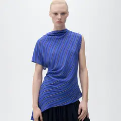 MANGO - Blusa Mujer de Rayas Una manga