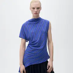 MANGO - Blusa Mujer de Rayas Una manga