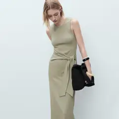 MANGO - Vestido Mujer Medio de Algodón