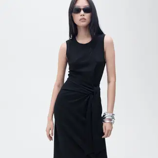 MANGO - Vestido Mujer Medio de Algodón