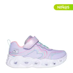 SKECHERS - Tenis con luces Heart Lights Retro Niña con Velcro