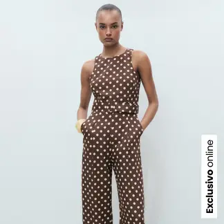 MANGO - Enterizo Mujer Largo con Estampado de Lino