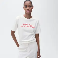 MANGO - Camiseta Mujer con Estampado Manga corta de Algodón