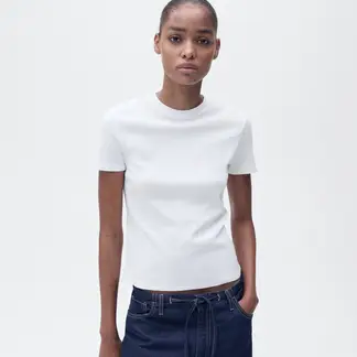 MANGO - Camiseta Mujer Manga corta de Algodón