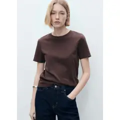 MANGO - Camiseta Mujer Manga corta de Algodón