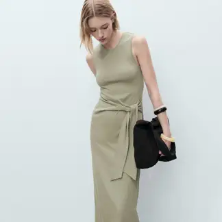 MANGO - Vestido Mujer Medio de Algodón