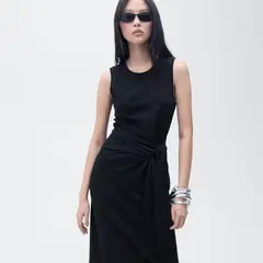MANGO - Vestido Mujer Medio de Algodón