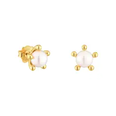 TOUS - Aretes con baño de oro 18 kt sobre plata y perlas cultivadas Garden