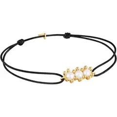 TOUS - Pulsera de oro, perlas cultivadas y nylon negro Daisy